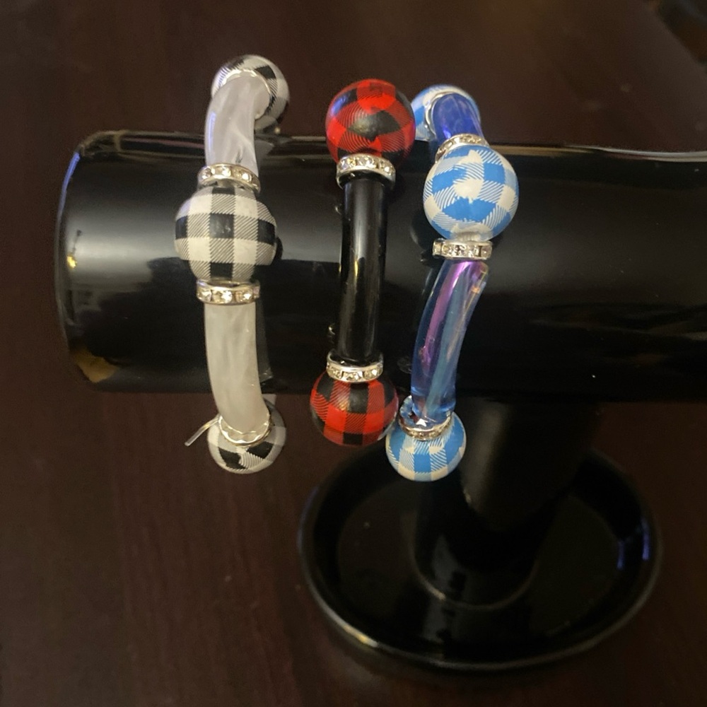 Stylish Plaid Beaded Bracelet set